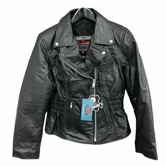 Viking Cycle Jackets & Blazers - Viking Cycle Cruise Black Leather Motorcycle Biker Jacket Womens M VC8000-M